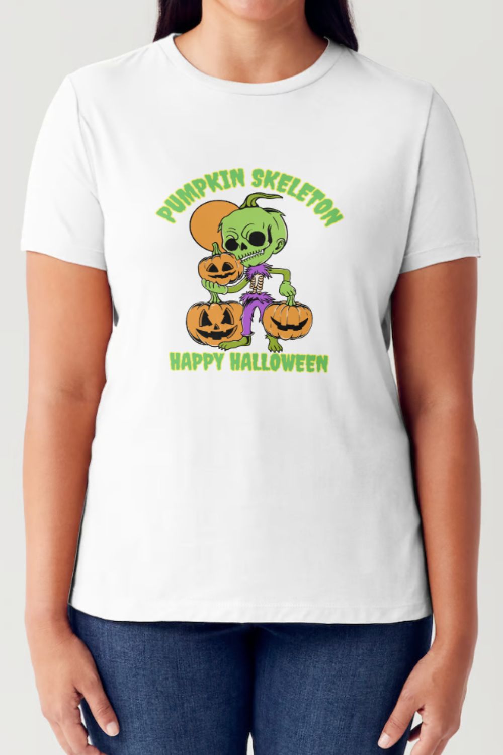 PUMPKIN SKELETON HAPPY HALLOWEEN Short Sleeve Tubular T-Shirt